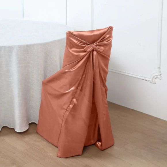 Terracotta Universal Satin 300 Chair Cover - Picture 1 of 3